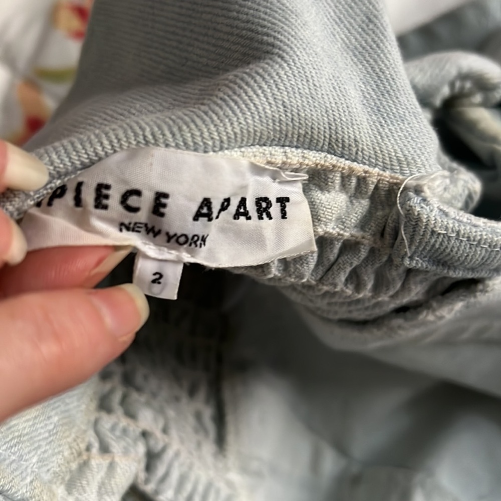 APIECE APART FLORIAN DENIM RUFFLE OFF-SHOULDER SMOCK TOP 2 - Picture 11 of 11